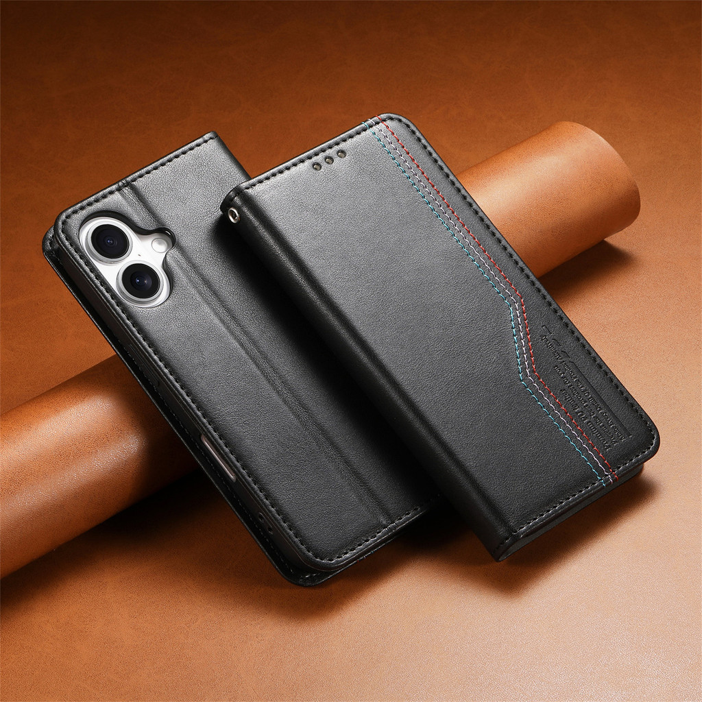 Sang Trọng Retro Da Lật Ví Khe Cắm Thẻ Giá Đỡ Ốp Lưng Điện Thoại Cho IPhone 16E 17 16 15 14 13 12 Pro Max Ví Bảo Vệ