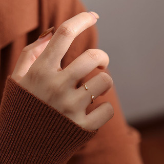 Nhẫn Vàng Nữ Mini Zircon Siêu Mỏng Nhẫn Nữ Có Thể Điều Chỉnh Mở Niche Nhật Bản Tối Giản Trơn Ban Nhạc Đuôi Nhẫn Đa Năng