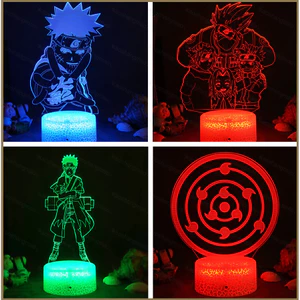HK1 Naruto Đèn Ngủ Anime 3D Đèn LED Từ Xa Sạc USB Cầu Vồng Chiếu Sáng Sharingan Trang Trí Nhà Quà Tặng KH1