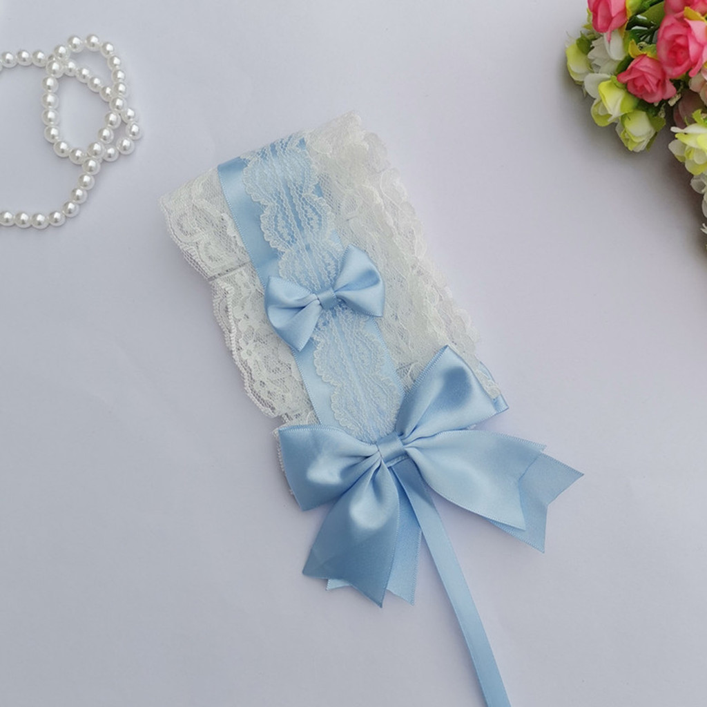 Băng đô ren cho cô dâu với nơ cố định và trang trí đẹp mắt