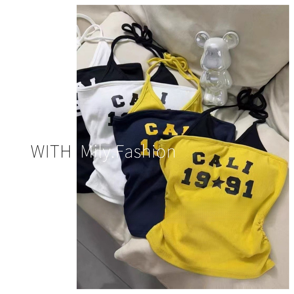 Milyfashion Bộ Quần Áo Nữ Two-Piece Có Miếng Lót Ngực và Màu Sắc Đối Lập, Dây Buộc Cổ