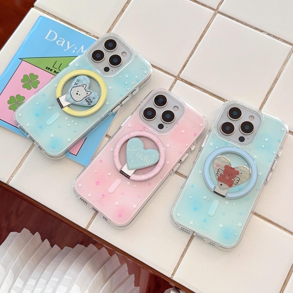 Ốp Lưng Cứng Tương Thích Với iPhone 13 13Pro 13ProMax 14 14Pro 14ProMax 15 15Pro 15ProMax 16 16Pro 16ProMax 17 17Pro 17ProMax Ốp Nam Châm Họa Tiết Ngôi Sao Blushing