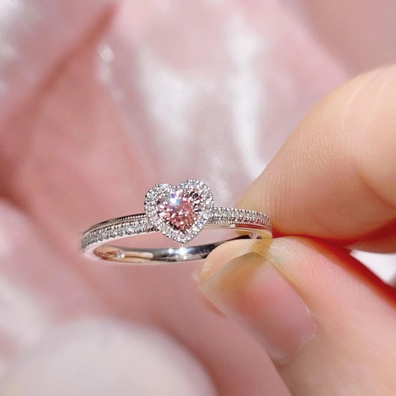 Nhẫn mở trái tim tình yêu bằng bạc 925 dành cho nữ Thiết kế thích hợp Ánh sáng sang trọng