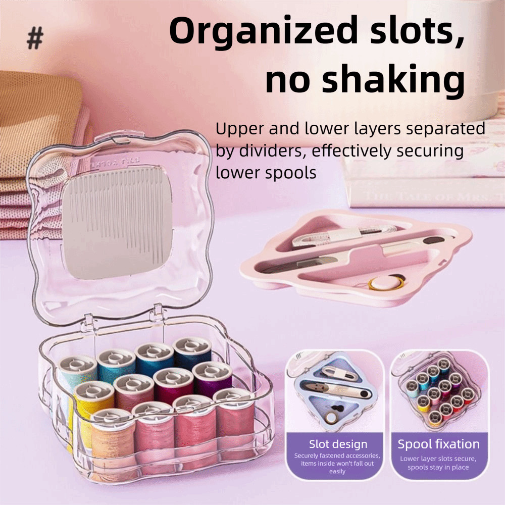 Bộ hộp may BAMBOOB, Mini DIY Trang phục thủ công Bộ hộp chỉ kim may, Phụ kiện di động Dụng cụ may vá Du lịch tại nhà