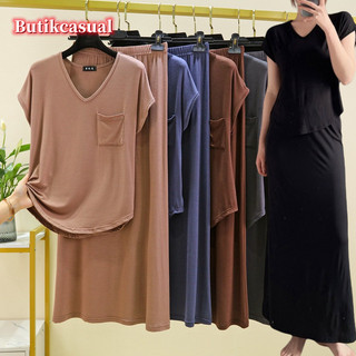 Phụ Nữ Bộ Váy Rời Thường Ngày Áo Bộ Mùa Hè Cổ Chữ Bỏ Túi Áo Phù Hợp Với Đồng Bằng Đồ Ngủ Nữ Phù Hợp