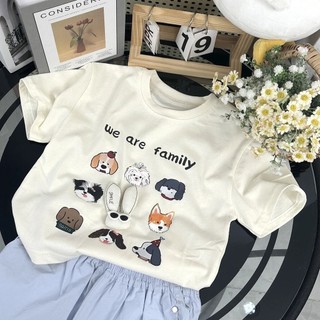 ‌Trẻ em Phong Cách Mùa Hè Cotton Nguyên Chất Hoạt Hình Dễ Thương In Hình Chó Áo Thun Tay Ngắn Cho Bé Hàng Đầu