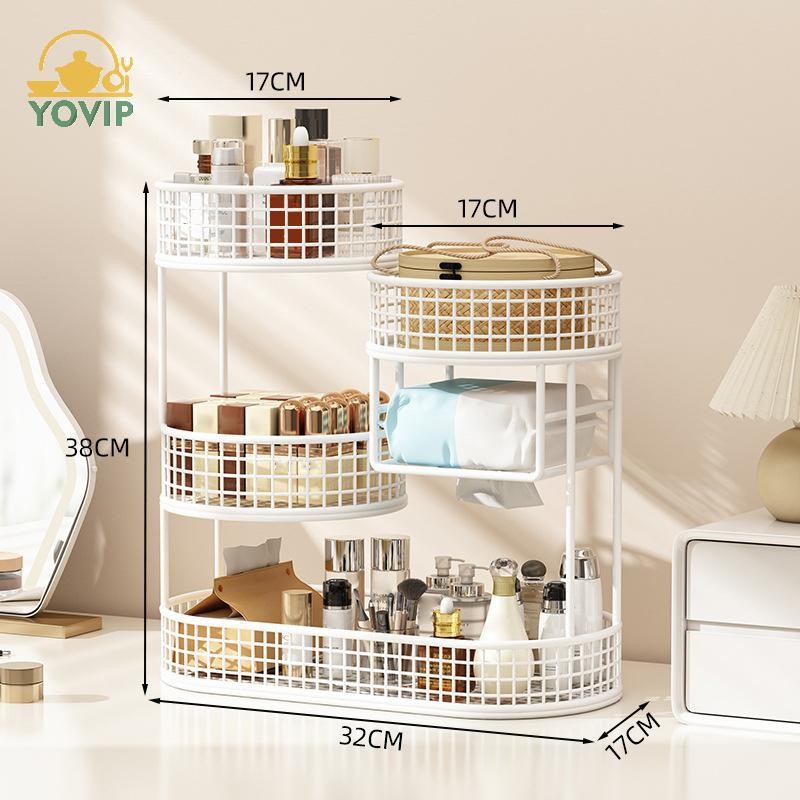 YOVIP 1 Nhẹ Sơn Kim Loại Hộp Đựng Mỹ Phẩm Lắp Đặt Trang Điểm Giá Để Đồ Trang Điểm Hiện Đại Vanity Kệ Để Bàn VN