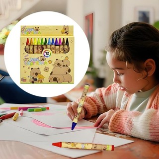 OIWLSAX321 12 Cái Bút Chì, Phim Hoạt Hình Mười Hai Màu Sinh Viên Graffiti Bút, Kawaii Anime Capybara Tranh Bút Văn Phòng Phẩm Quà Tặng