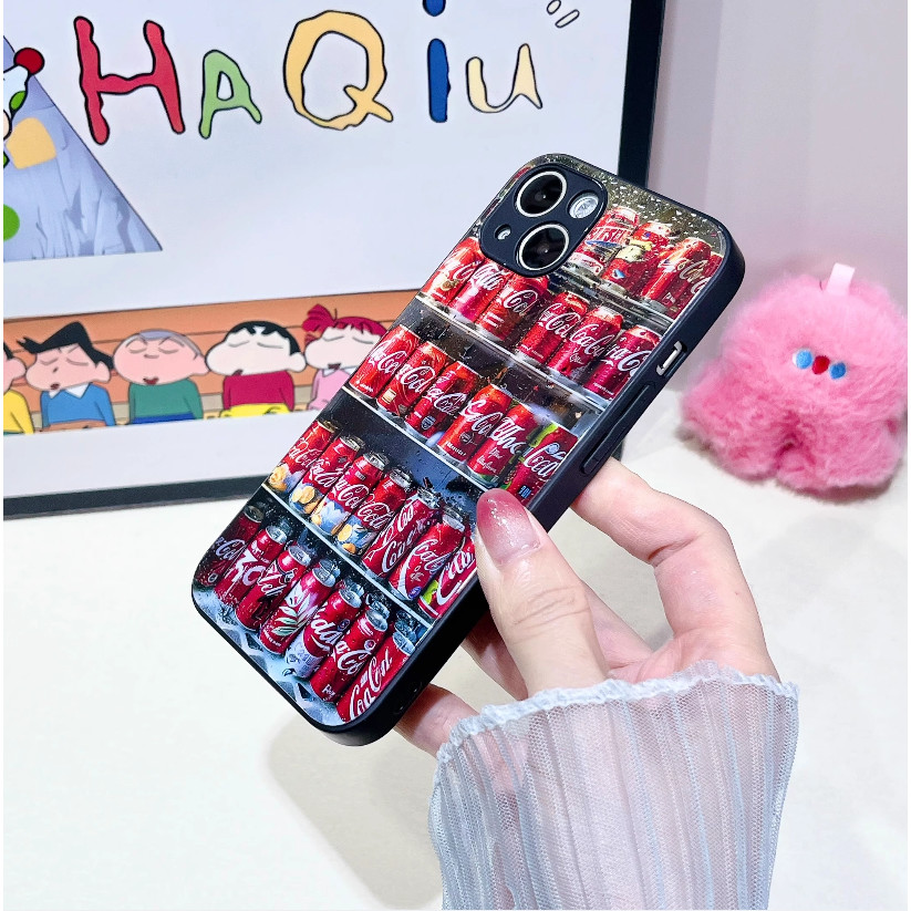 Ốp điện thoại IPhone 16 Vỏ bảo vệ Glass Cola Summer Soda I16 Pro max có dây buộc Tủ lạnh 15 Pro 14PM Vỏ bảo vệ chống sốc