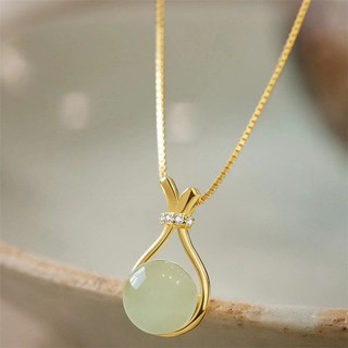 Vòng cổ nữ thời trang Hàn Quốc từ ngọc Hotan và xương đòn, màu sắc bền lâu