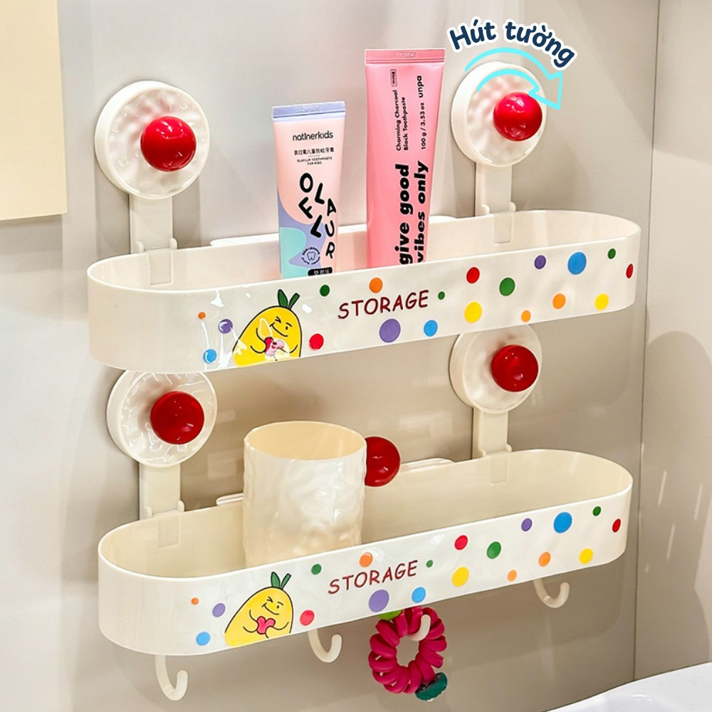 Kệ Đựng Đồ Nhà Tắm Hút Chân Không Popup Dễ Thương DINO, Giá Treo Đồ, Kệ Góc Decor Phòng Tắm