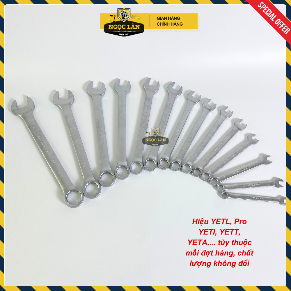 [Hàng đẹp] Bộ cờ lê vòng miệng YETL 8-24mm vặn ốc, bulong thép dày dặn CRV chất lượng