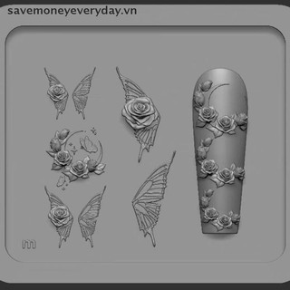 [savemoneyeveryday] Khuôn Silicon Hoa Hồng 3D Trang Trí Móng Tay Nghệ Thuật DIY Cherry Design Mẫu Móng Tay Trang Sức Thủ Công Dụng Cụ Thiết Kế Làm Móng Tay [vn]