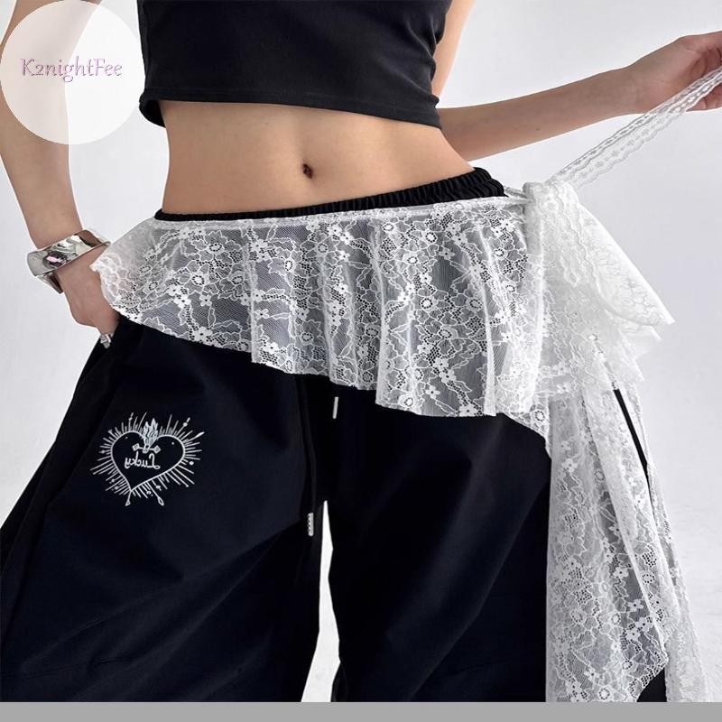Váy ren thêu hoa phong cách Y2K, hoàn hảo cho quần áo dạo phố và quần jean