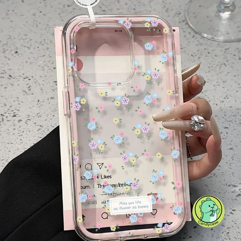 Ốp Điện Thoại 2 Trong 1 Cho Xiaomi Poco X7 M7 X6 Neo X5 X4 NFC GT X2 M6 M4 M3 Pro 5G 4G Vỏ Sang Trọng Hoạt Hình Dễ Thương Màu Xanh Thanh Lịch Hoa Trong Suốt Chống Rơi Vỏ Mềm
