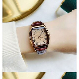 ✨Đồng hồ tính khí khắc La Mã loại thùng màu nâu đậm đơn giản 25,7.27