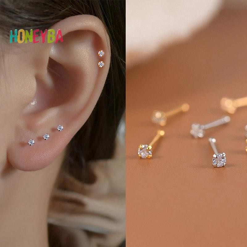 < Honeyba > 1 Chiếc Bông Tai Zircon Thép Titan Cho Nữ Tiệc Bé Gái Mới Món Quà Trang Sức Mỹ
