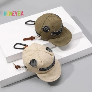 < Honeyba > Sáng Tạo Có Đỉnh Hình Mũ Ví Đựng Tiền Xu Móc Khóa Túi Ví Di Động Mặt Dây Chuyền Tai Nghe Hợp Thời Trang Tổ Chức