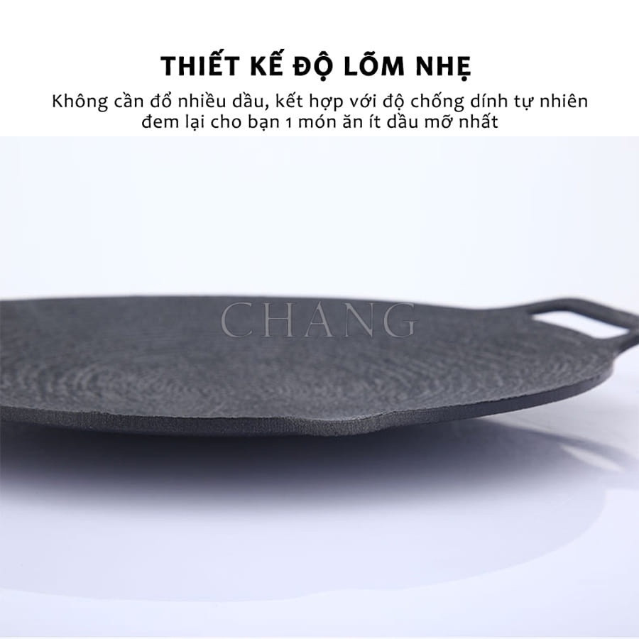 Chảo Đá Nướng Thịt Kiểu Hàn Quốc,  Chảo Nướng BBQ Chống Dính Không Cần Dầu Size 34cm Hàng Chính Hãng