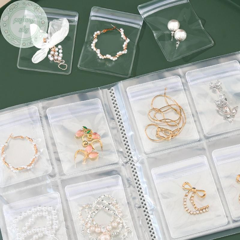 PUSKY Trang Sức Hộp Bảo Quản Túi Kín Bông Tai Chống Oxy Hóa Nhẫn Trang Sức Trong Suốt Chống Bụi Túi Bảo Quản Vòng Cổ Trang Sức Album VN