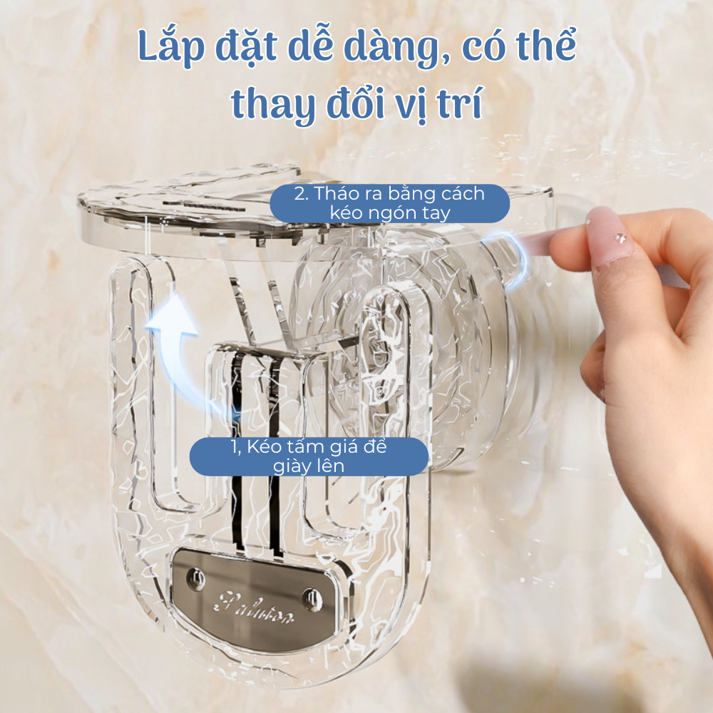 Móc Treo Dép Gắn Tường Hút Chân Không, Móc Treo Dép Dán Tường Trong Suốt Thiết Kế Nhỏ Gọn Tiện Lợi