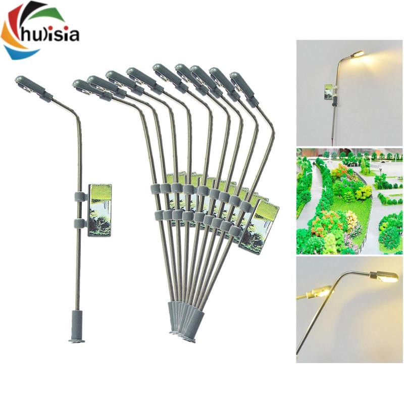 chulisia 10 Chiếc Mẫu Đèn Đường Sắt / TT / Đèn LED Mô Hình Xây Dựng Bộ Đèn Đường Sắt Bài Diorama Phụ Kiện