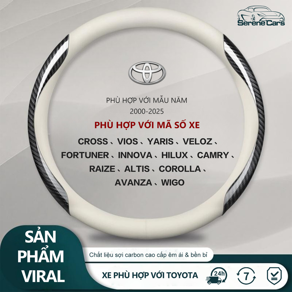 Toyota Vios Yaris Cross Veloz Fortuner Innova Hilux Camry Raize Altis Corolla Avanza Wigo Bọc vô lăng