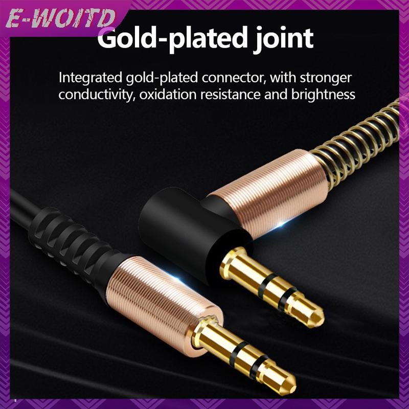 E-woitd Jack 3.5mm Cáp Âm Thanh Lò Xo Ô Tô Cáp AUX Mạ Vàng Jack Nam Đến Nam Cáp HNVN