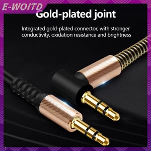 E-woitd Jack 3.5mm Cáp Âm Thanh Lò Xo Ô Tô Cáp AUX Mạ Vàng Jack Nam Đến Nam Cáp HNVN