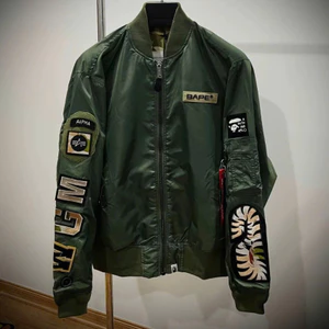 Áo Bomber Cá Mập Bape Xanh Rêu KCloset Áo Khoác Gió Dù 2 Lớp Dày Dặn Dáng Rộng Nam Nữ NA974
