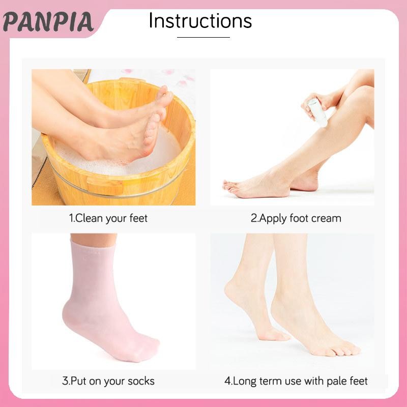 PANPIA-1 Cặp Sử Dụng Tại Nhà Tất Chăm Sóc Bàn Chân Silicon Dưỡng Ẩm Gel Gót Tất Chăm Sóc Bàn Chân Bảo Vệ Chống Nứt