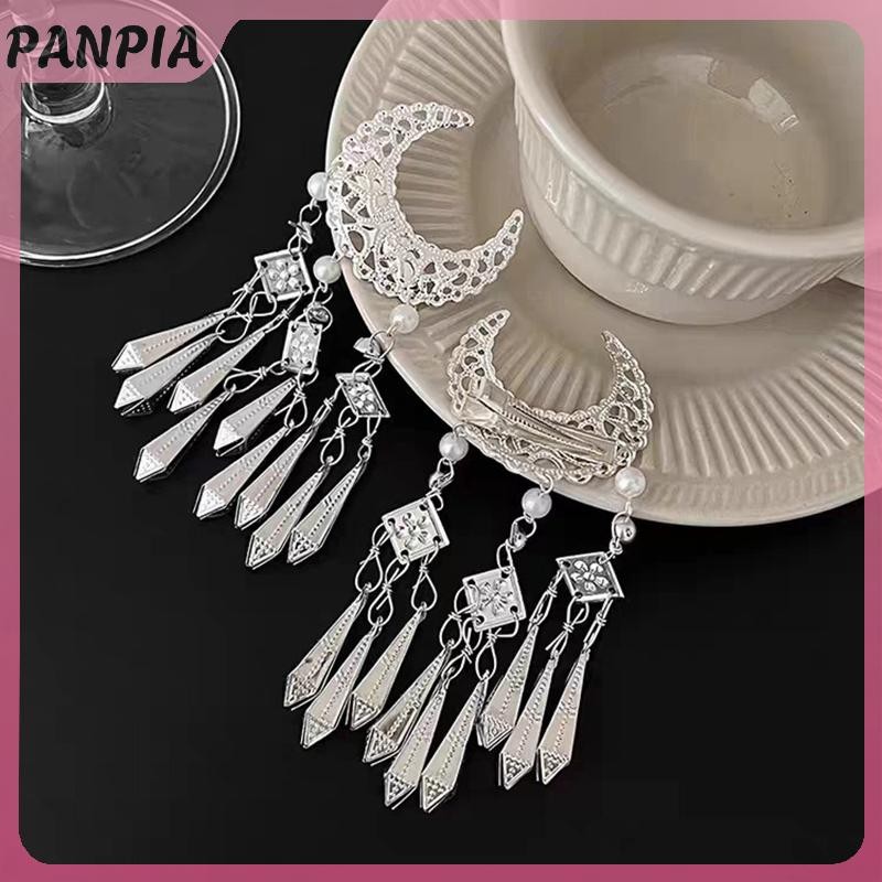 PNPIA-Ethnic Tua Rua Chuông Âm Thanh Mặt Trăng Họa Tiết Kẹp Tóc Cho Nữ Trang Sức Tóc Tối Giản Phụ Kiện