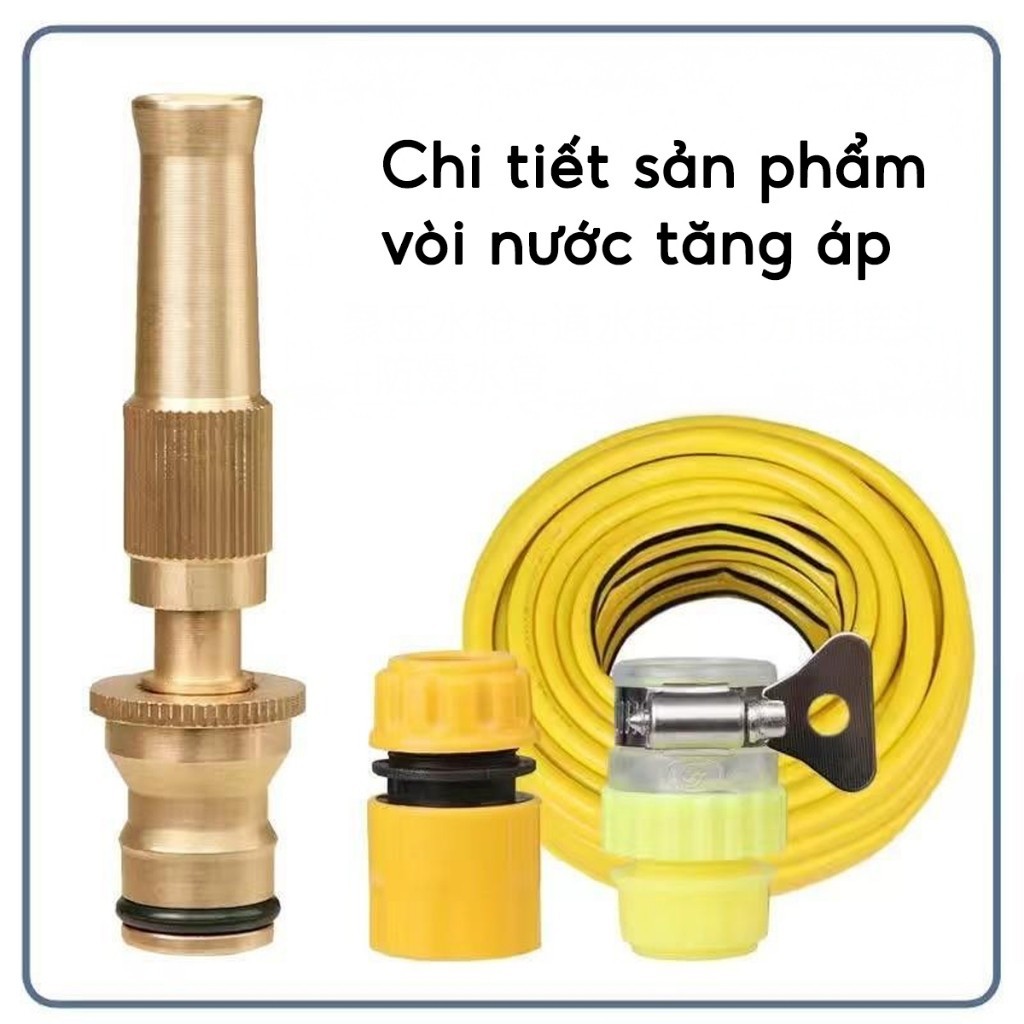 COMBO Vòi Xịt Kèm Dây Ống Xịt Nước Tăng Áp Tưới Cây Vườn Rửa Xe, Bộ vòi tăng áp 5-20M