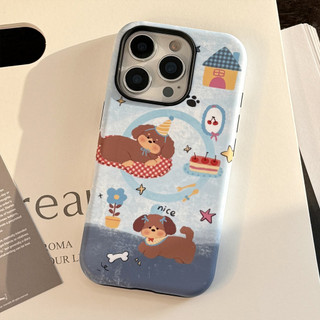 [Sheren] Ốp Điện Thoại Denim Blue Puppy Stand Thích Hợp Cho i16 15 14 13 12 11 pro max Vỏ Bảo Vệ Chống Sốc