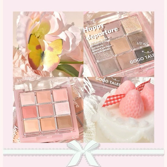 Bảng Phấn Mắt GOGO TALES GT663 2 Tầng Kèm Má Hồng Highlight 9 Ô Tự Nhiên Bền Màu Lâu Trôi