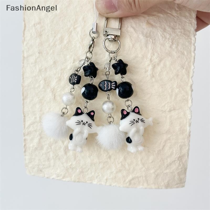 FashionAngel Dễ Thương Mèo Con Hạt Móc Khóa Mặt Dây Chuyền Ngôi Sao Cá Quyến Rũ Dây Xích Điện Thoại Cô Gái Đáng Yêu Ba Lô Túi Trang Trí Cặp Đôi Quà Tặng VN