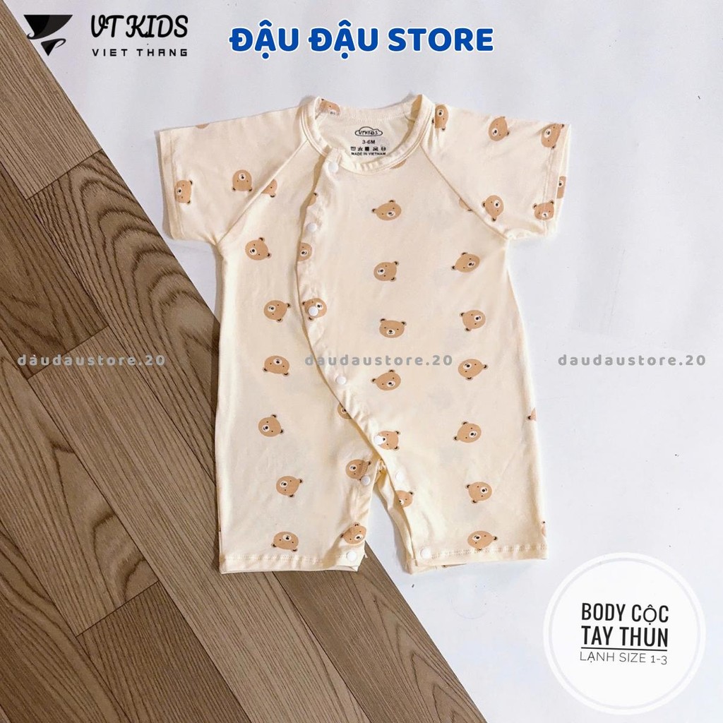 Set 2-3 Body Cộc Tay Màu VT Thun Lạnh Cúc Bấm Vạt Chéo Sơ Sinh mềm mịn cho bé trai bé gái 3-9kg VT-BDC03 Đậu Đậu Store