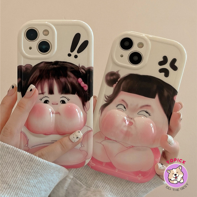 Ngộ nghĩnh Angry Cô Gái Siêu Dễ Thương Cho IPhone 16promax 15Promax 11 12 13 14 15Plus 11 Pro Max X XS XR XS Max 7 8 Plus SE2020 6 6Plus Vỏ Điện Thoại 3D Sáng Tạo Mềm Cô Gái Nữ JYK