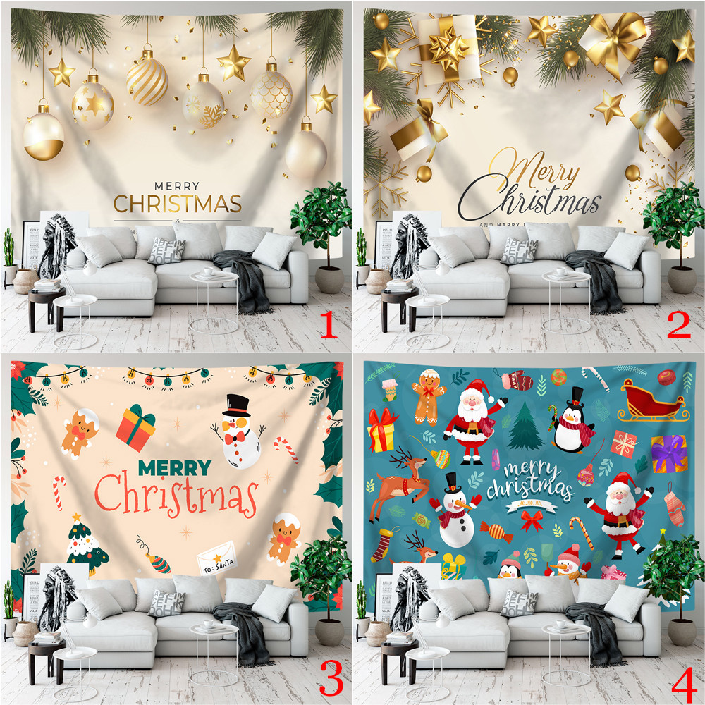 Thảm Treo Tường Bằng Polyester Kèm Kẹp Trang Trí Giáng Sinh Năm Mới