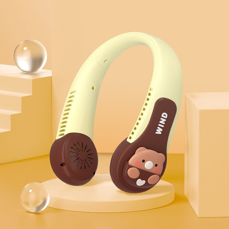Quạt Đeo Cổ, Quạt Quàng Cổ Tích Điện Mini Không Cánh Dung Lượng Pin Lớn, Gió Mạnh Tặng Kèm Bộ Sạc Tiện Lợi