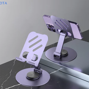 Kim loại DTA 360° Xoay Điện Thoại Di Động Giá Đỡ Máy Tính Bảng Chống Trượt Có Thể Gập Lại Điều Chỉnh Di Động Lười Để Bàn Sống Điện Thoại Di Động Đứng Gắn PO