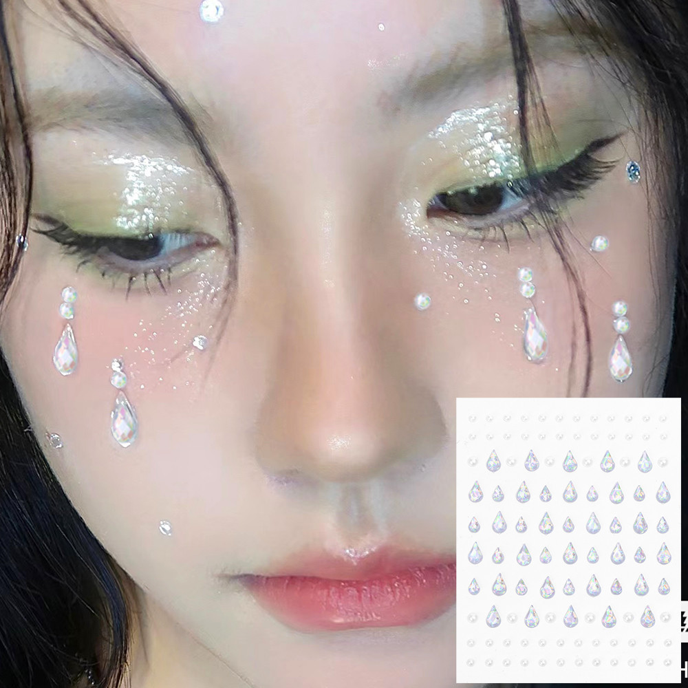 Dành cho cơ thể, mặt, lông mày - Nhãn dán ngọc trai đính kim cương rách - Tiệc lễ hội Đồ trang điểm DIY - Hình xăm trang sức đá quý tạm thời - Nhãn dán trang trí mặt kim cương sáng bóng 3D