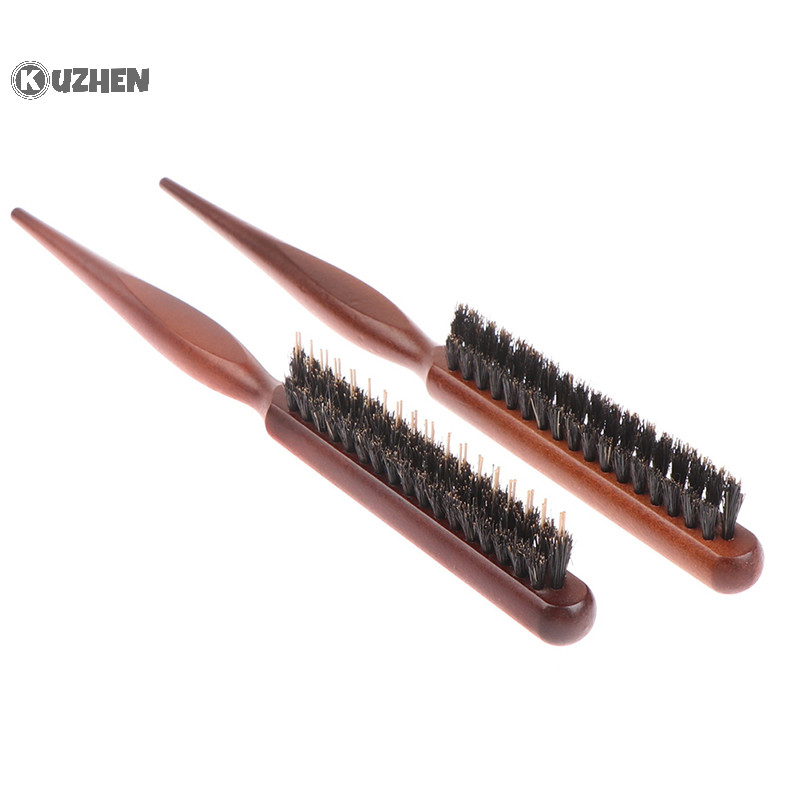 Kuzhen Salon Lược Chải Tóc Tay Cầm Lược Lưng Lông Boar Tự Nhiên HOT