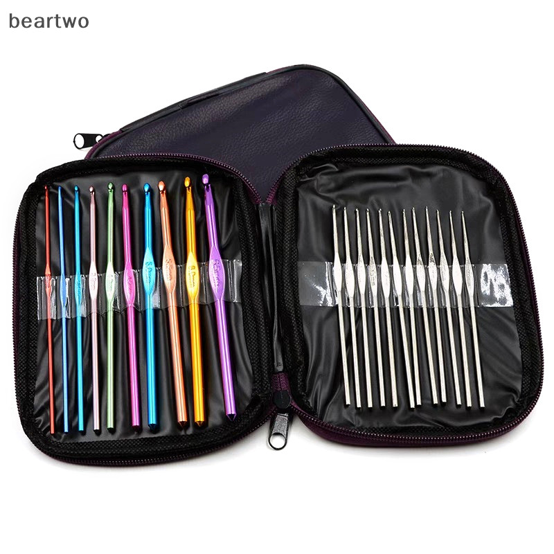 < Beartwo > 22 CÁI Móc Bộ Dụng Cụ Có Túi Bảo Quản Tay Cầm Mềm Móc Sợi Dệt Đan Bộ Dụng Cụ Dệt DIY Dụng Cụ Cầm Tay Đẹp