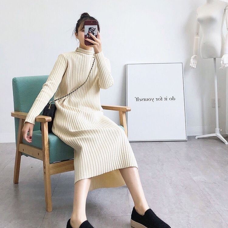 Đầm váy len dáng dài cổ cao chất liệu len giữ nhiệt dày dặn hàng Quảng Châu (CÓ BIG SIZE) BA SP53