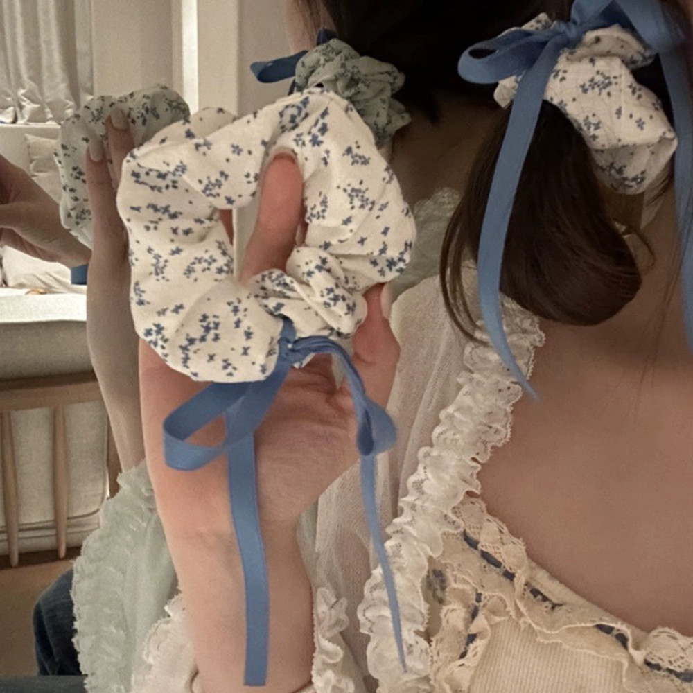 Vòng tóc ruy băng nơ hoa màu xanh​ - Dây buộc tóc ruột cỡ lớn Ruy băng Satin - Sea Salt Blue Sweet Elegant Headrope - Giá đỡ đuôi ngựa đôi cho bé gái - Phụ kiện tóc thời trang dành cho nữ