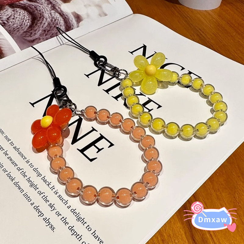 Dây đeo tay macaron pha lê cánh hoa nhiều màu, chống mất, dùng cho điện thoại di động, phong cách ins