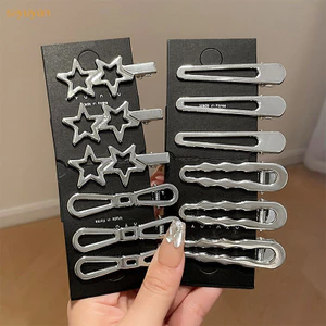 Siyuyan 3 Bạc Kim Loại Mỏ Vịt Kẹp Nữ Kẹp Tóc Bên Nổ Nữ Nữ Barrettes Phụ Kiện Tóc VN