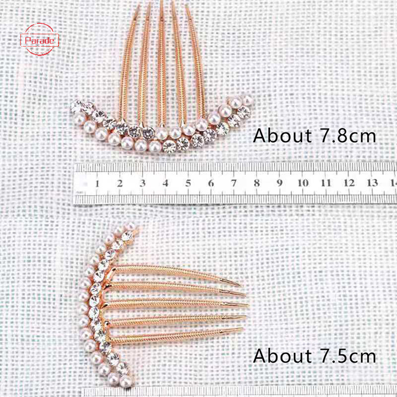 Diễu Hành 5 Răng Tóc Bên Lược Ngọc Trai Pha Lê Kẹp Tóc Lược Cưới Cô Dâu Kim Cương Giả Ngọc Trai Pha Lê Lược Tóc Móng Vuốt Kẹp Tóc Đồ Trang Trí Tóc Phụ Kiện VN