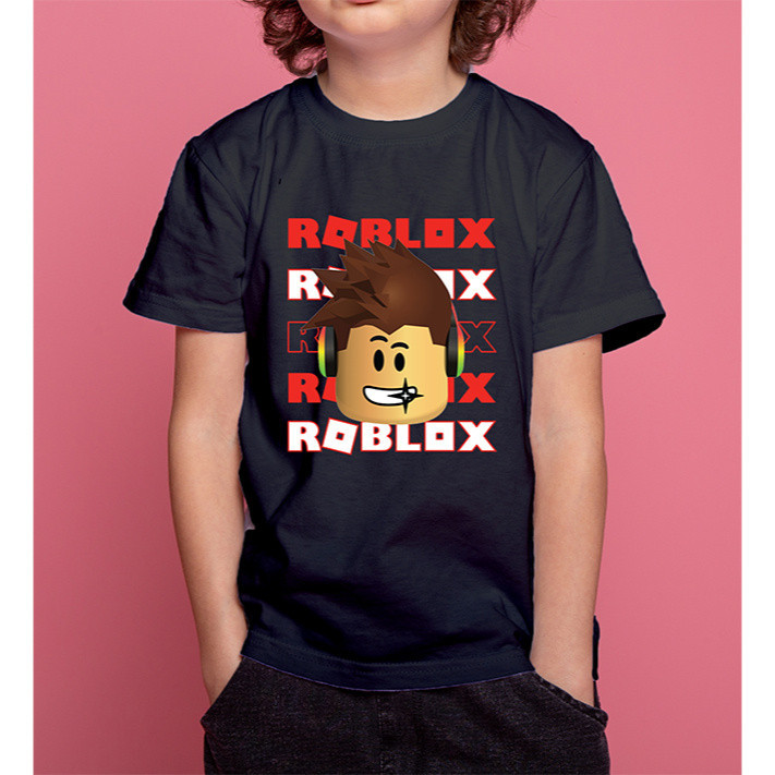 Roblox phim hoạt hình in trẻ em Vòng cổ T-shirt, trẻ em ngắn tay áo thể thao
